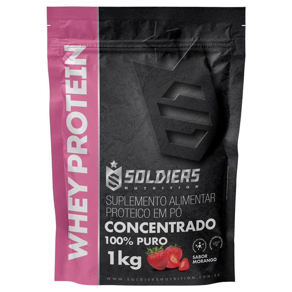 Whey Protein Concentrado 1Kg - Morango- Importado - Soldiers Nutrition